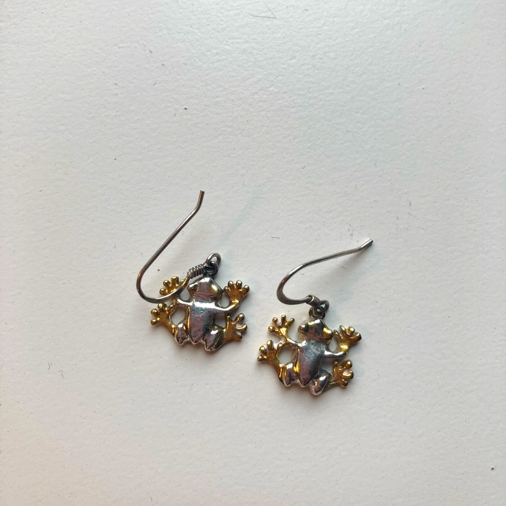 Sterling silver frog earrings